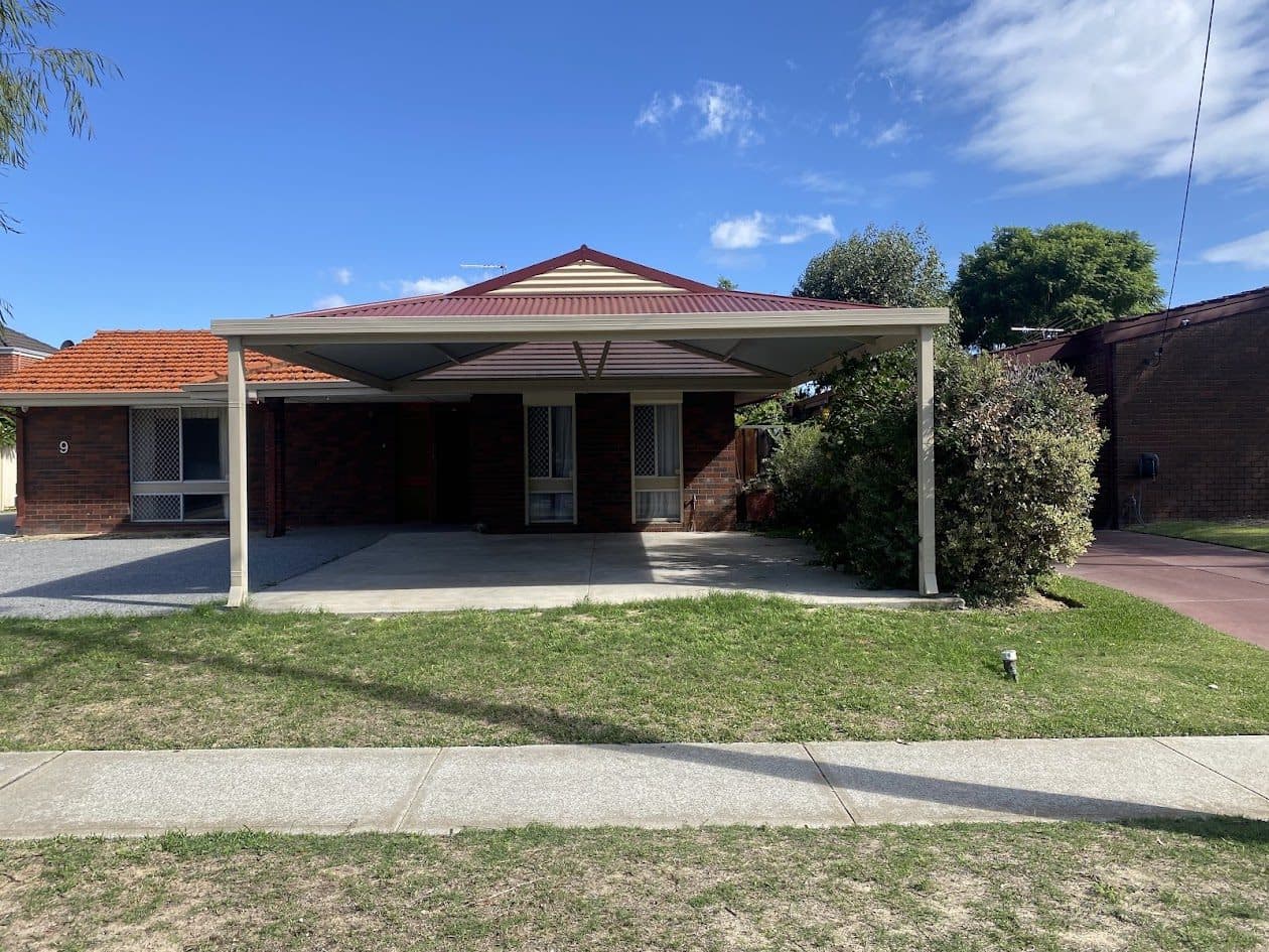 Dutch gable carport attached to the front of a brick home in a Perth suburb