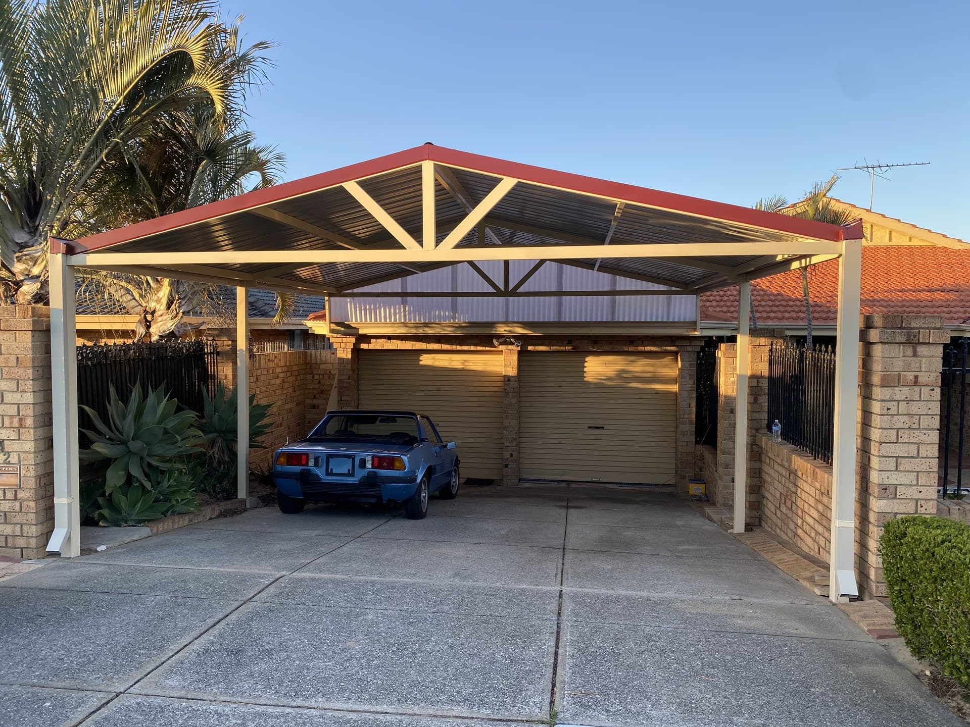 Freestanding gable carport with double bay on concrete in Perth